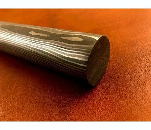 Damascus Steel Round Bar – Knife making Supplies 150×25 mm - Jayger