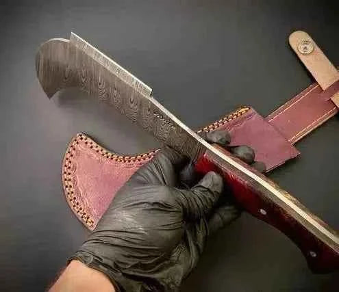 Handmade Damascus Steel Billhook With Leather Sheath (Copy)