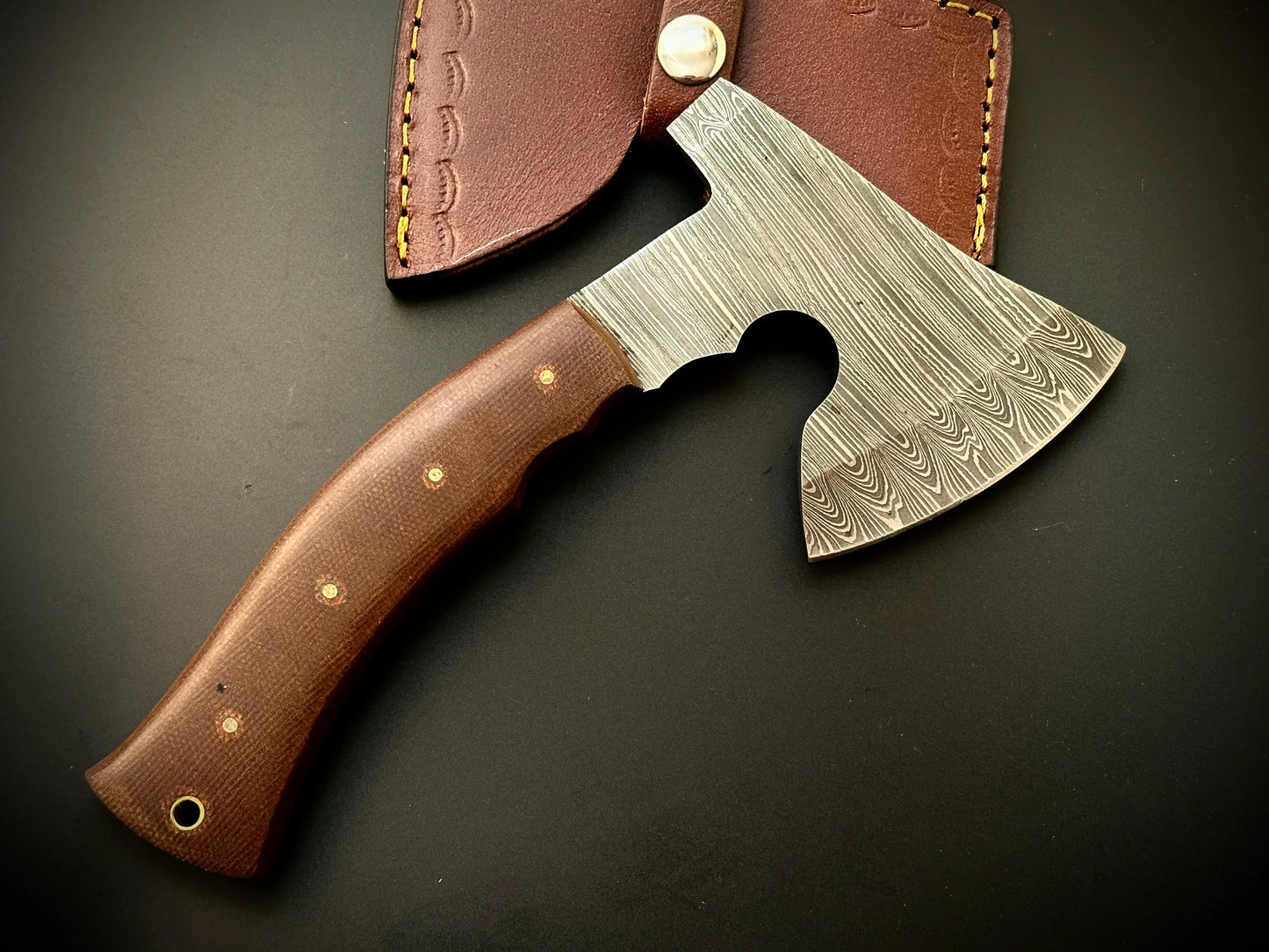 Handmade Damascus Steel Cleaver / Axe with Leather Sheath - Jayger