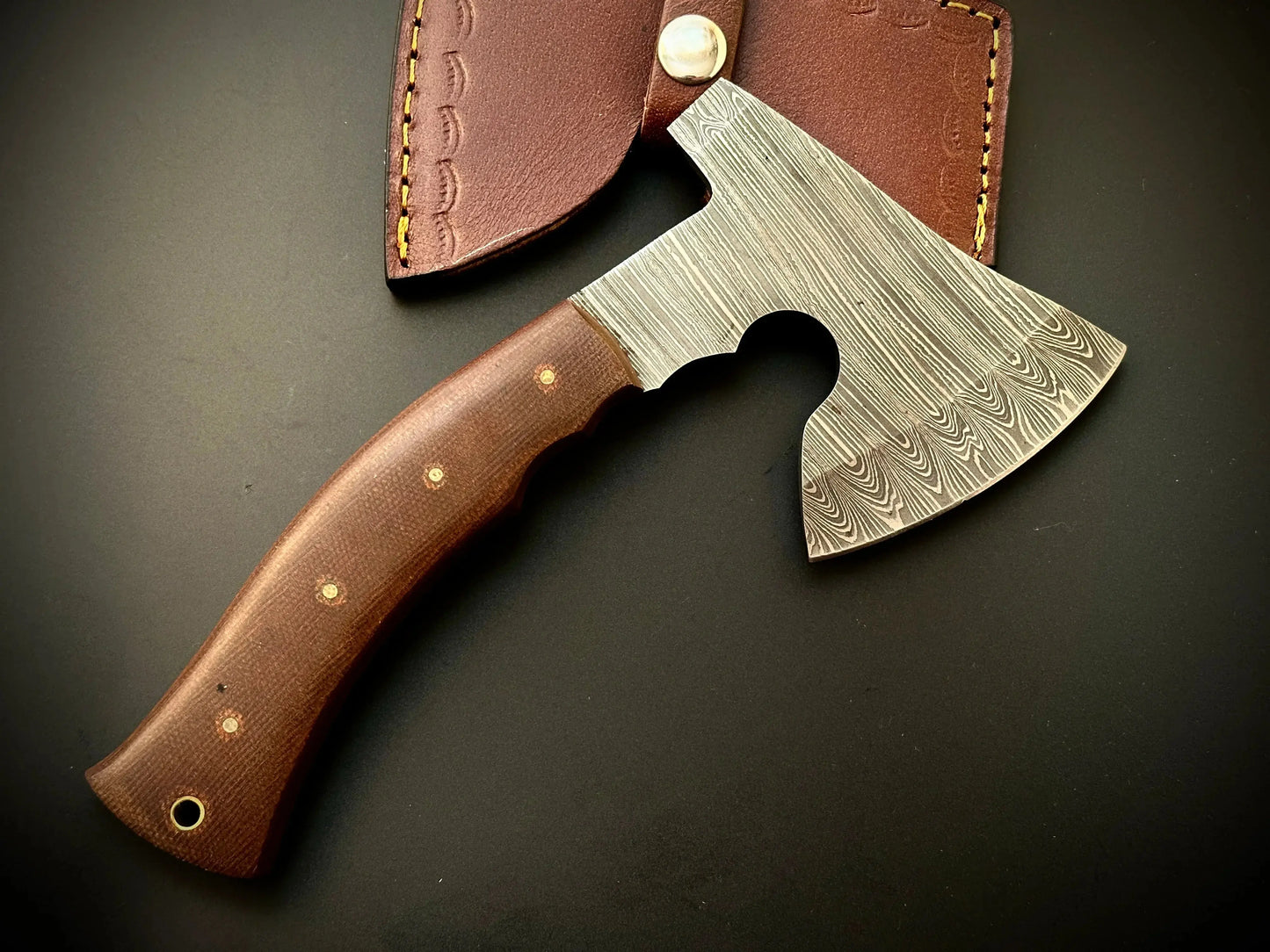 Handmade Damascus Steel Cleaver / Axe with Leather Sheath - Jayger