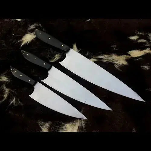 Hand Forged Chef Knives Set Of 3 With Roll Over Sheath-Made 2 Order - Jayger