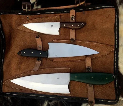 Handmade Spring Steel Kitchen Chef Knives Set Of 3 - Jayger
