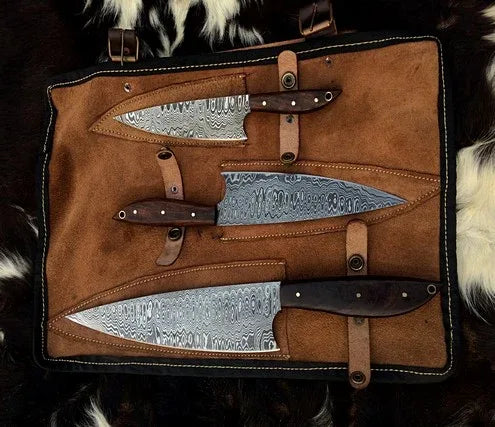 Handmade Damascus Steel Chef Knives Set Of 3-Made 2 Order - Jayger