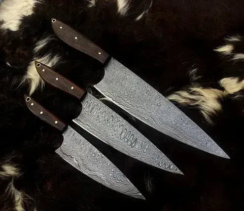 Handmade Damascus Steel Chef Knives Set Of 3-Made 2 Order - Jayger