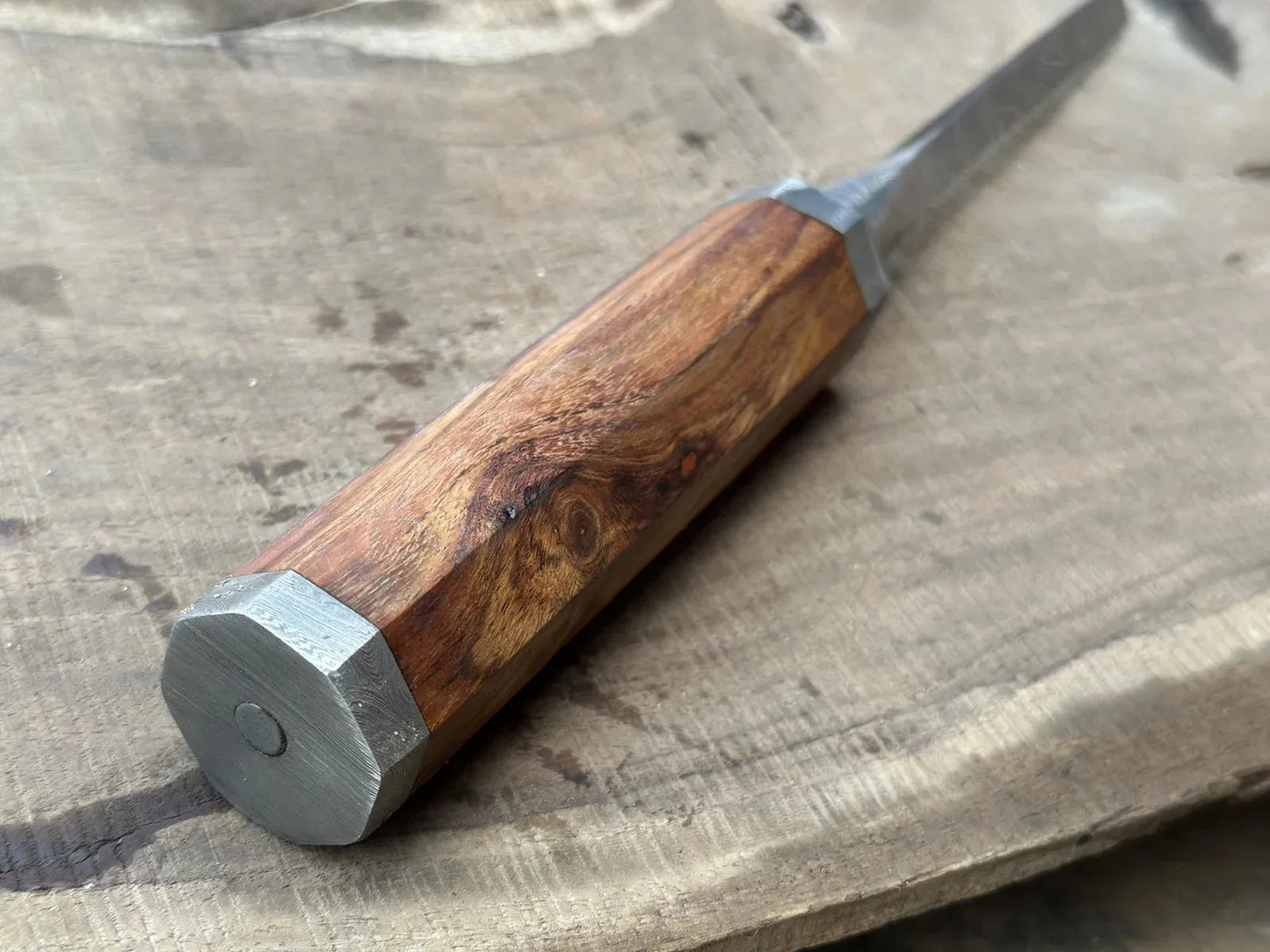 Damascus Steel Wooden Chisel 20mm Hand Forged By Jayger