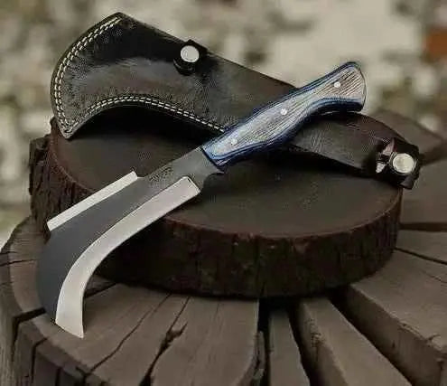 Handmade Carbon Steel Billhook With Leather Sheath