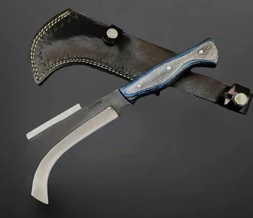 Handmade Carbon Steel Billhook With Leather Sheath - Jayger