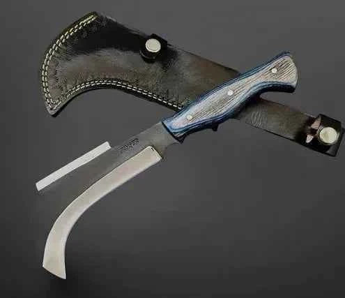 Handmade Carbon Steel Billhook With Leather Sheath