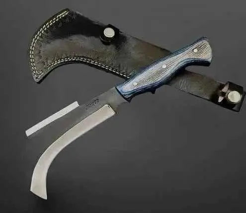 Handmade Carbon Steel Billhook With Leather Sheath