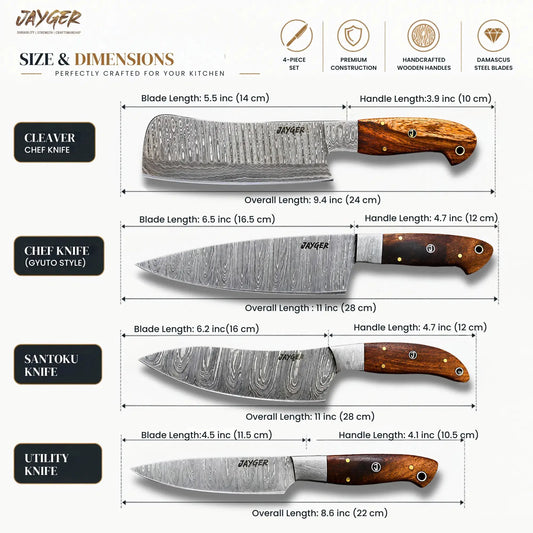 Hand Forged Damascus Steel Kitchen Knife / Chef Set