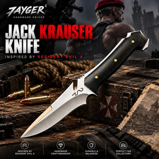 Handmade RE4 Jack Krauser Knife Replica With Leather Sheath