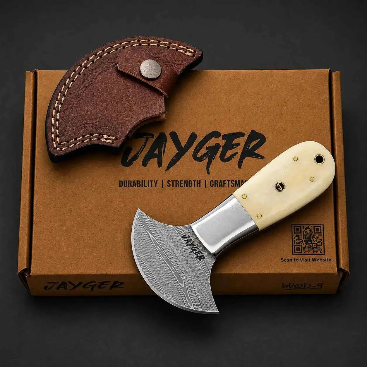 Damascus Steel Medium Round Head Style Leather Cutter-QD-15