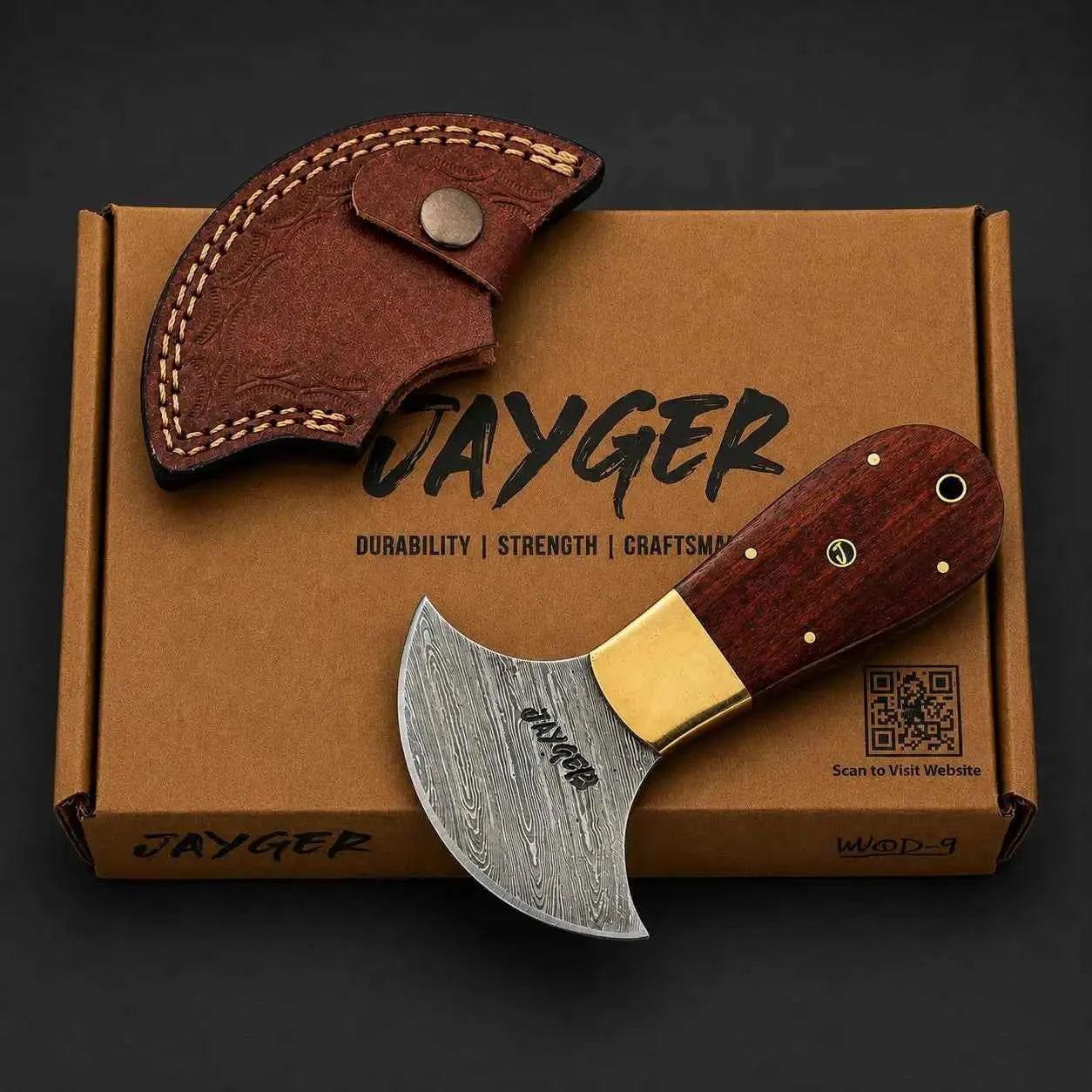 Damascus Steel Medium Round Head Style Leather Cutter-QD-14