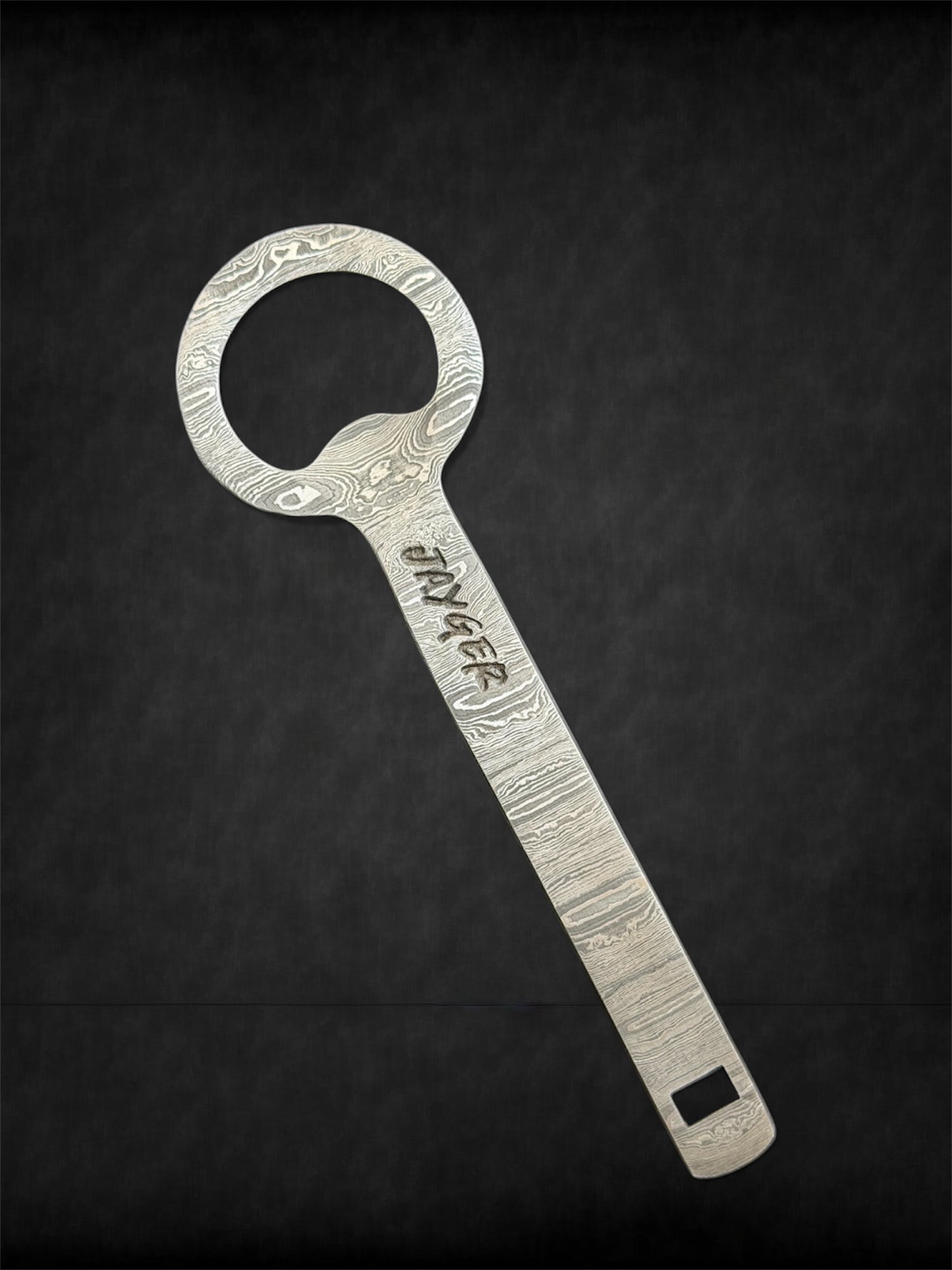 Hand Forged Damascus Steel Bottle Opener / Pendant