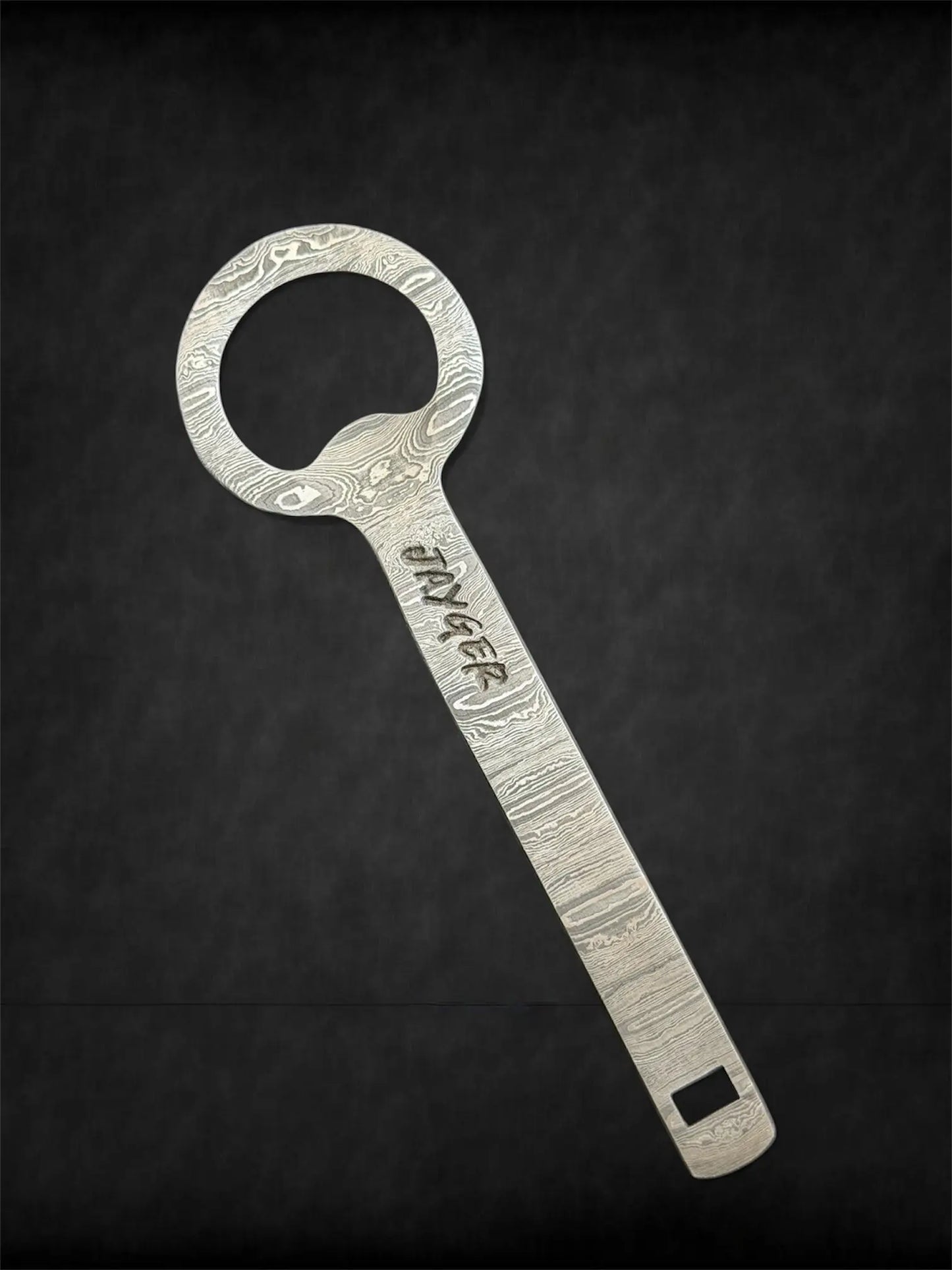 Hand Forged Damascus Steel Bottle Opener / Pendant