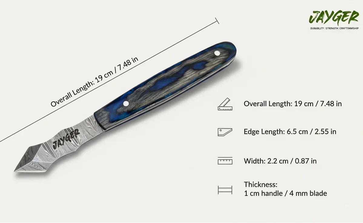 Jayger Handmade Damascus Steel Japanese Kiridashi Knife Long-Neck Precision Marking & Scribing Tool for Woodworking - Jayger