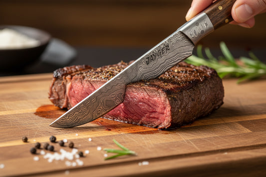 Knife with a wooden handle on a dark surface