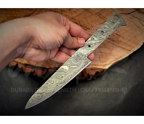 Handmade Damascus Steel Utility Knife Blank Blade – K11