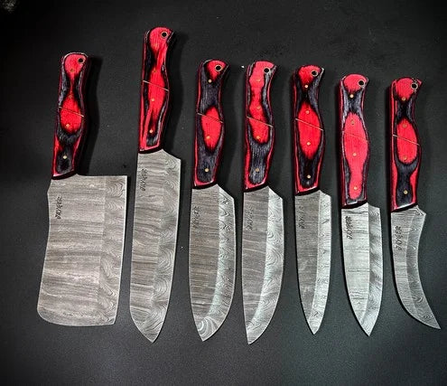 Chef knives Set of 7 Pieces With Leather Roll Over Bag-KDS2