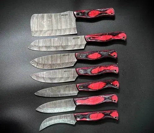 Chef knives Set of 7 Pieces With Leather Roll Over Bag-KDS2 - Jayger