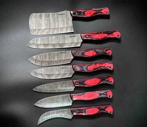 Chef knives Set of 7 Pieces With Leather Roll Over Bag-KDS2 - Jayger