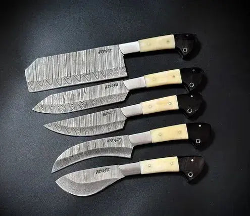 Hand Forged knives Set of 5 with Leather Roll Over Bag-KDS3 - Jayger