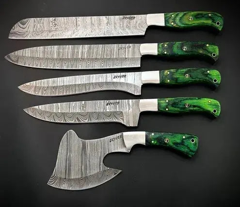 Handmade Damascus knives Set of 5 With Roll Over Bag-KDS4 - Jayger
