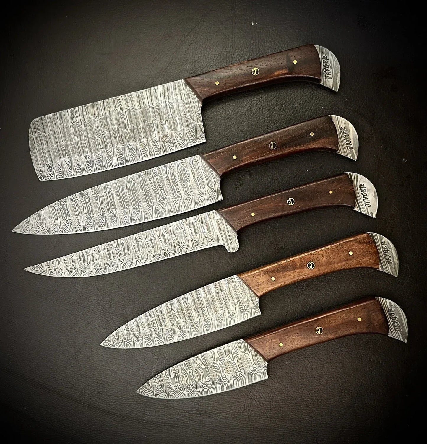 Custom Made Damascus Kitchen Knives Set Of 5 Pieces - Jayger