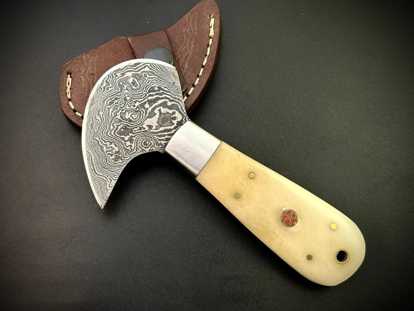 Handmade Damascus Steel Leather Knife / Leather Cutter - Jayger