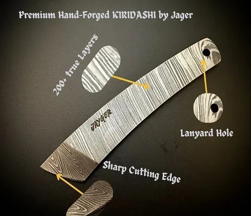 Handmade Damascus Steel Japanese Kiridashi Knife - Jayger