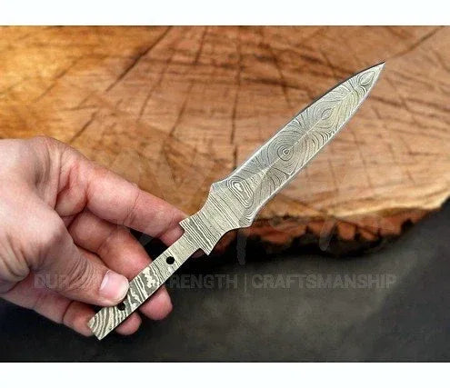 Damascus Steel Double Edge Hunting Blank Blade – B1 - Jayger