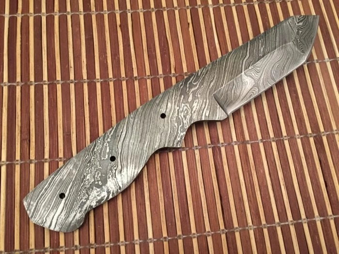 Hand Forged Damascus Steel Tanto Knife Blade – B22