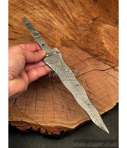 Handmade Damascus Steel Knife-Wavey Blank Blade-Heat Treated-