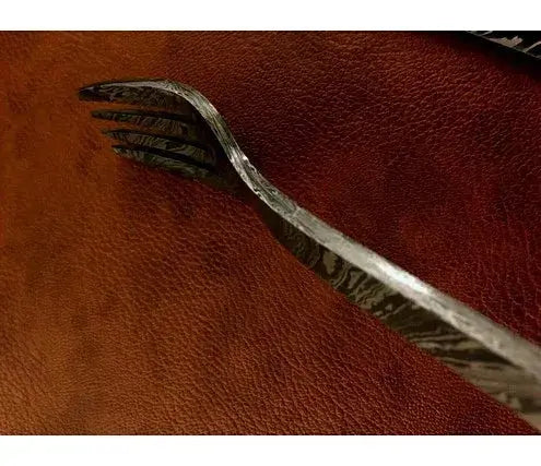 Custom Made Damascus Steel Steak Fork And Knife Set - Jayger