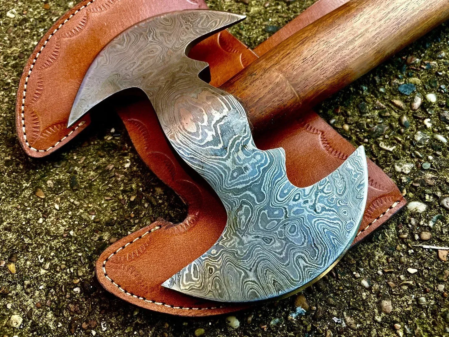 Hand Forged Damascus Steel Viking Double Head Axe – Made 2 Order - Jayger