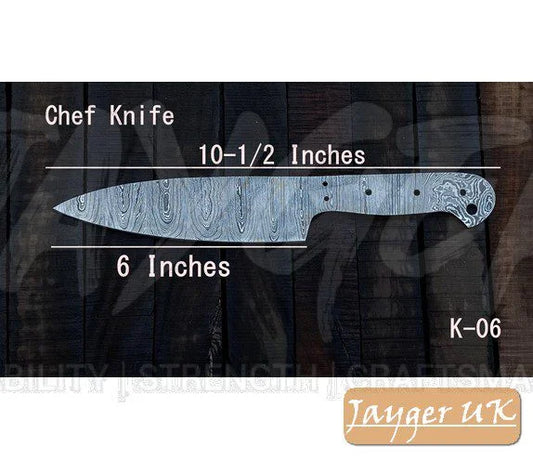 Handmade Damascus Steel Chef Knife Blank Blade – K6