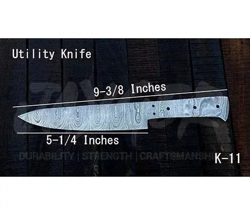 Handmade Damascus Steel Utility Knife Blank Blade – K11 - Jayger