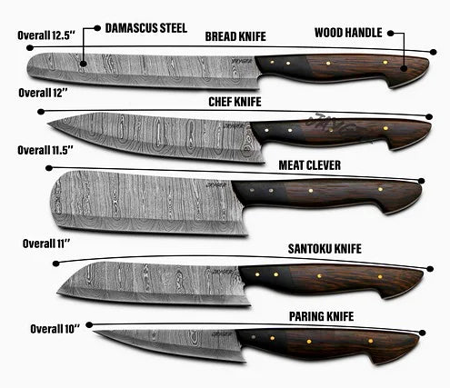 Custom Made Kitchen Chef Knives Set Of 5 Pcs