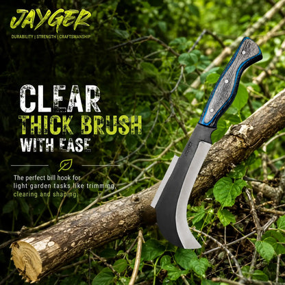 Handmade Carbon Steel Billhook With Leather Sheath