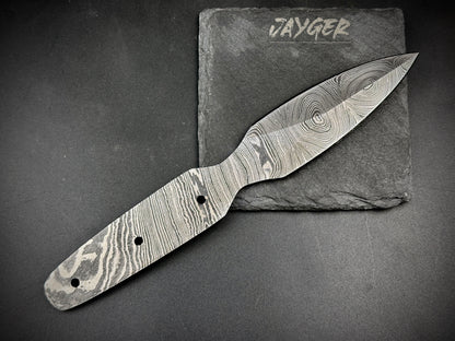 Damascus Steel Double Edge Sgian Dubh Knife Blade – B25