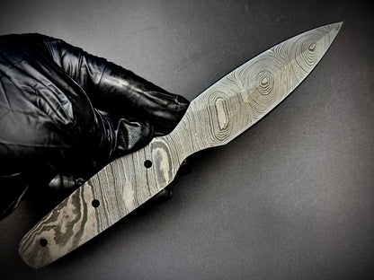 Damascus Steel Double Edge Sgian Dubh Knife Blade – B25