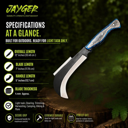 Handmade Carbon Steel Billhook With Leather Sheath