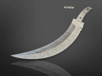 Damascus Steel Curved Edge Dagger Knife Blade – B13