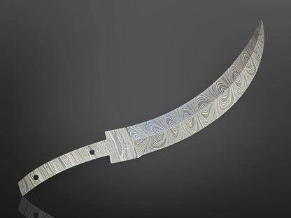 Damascus Steel Curved Edge Dagger Knife Blade – B13