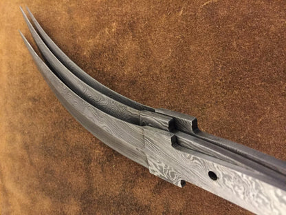 Damascus Steel False Edge Dagger Knife Blade – B13