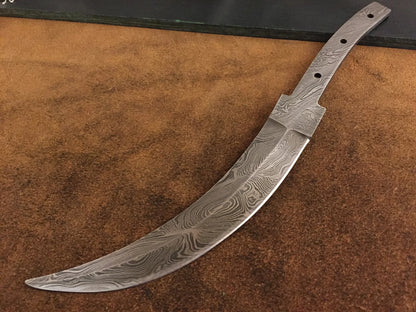 Damascus Steel False Edge Dagger Knife Blade – B13