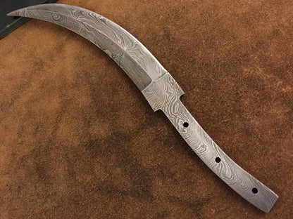 Damascus Steel False Edge Dagger Knife Blade – B13