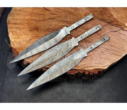 Hand Forged Damascus Steel Throwing Knife Blank – B15