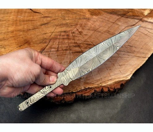Hand Forged Damascus Steel Throwing Knife Blank – B15