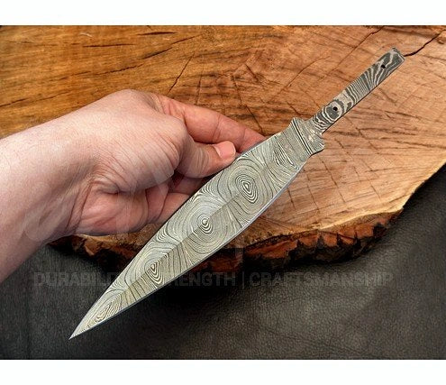 Hand Forged Damascus Steel Throwing Knife Blank – B15